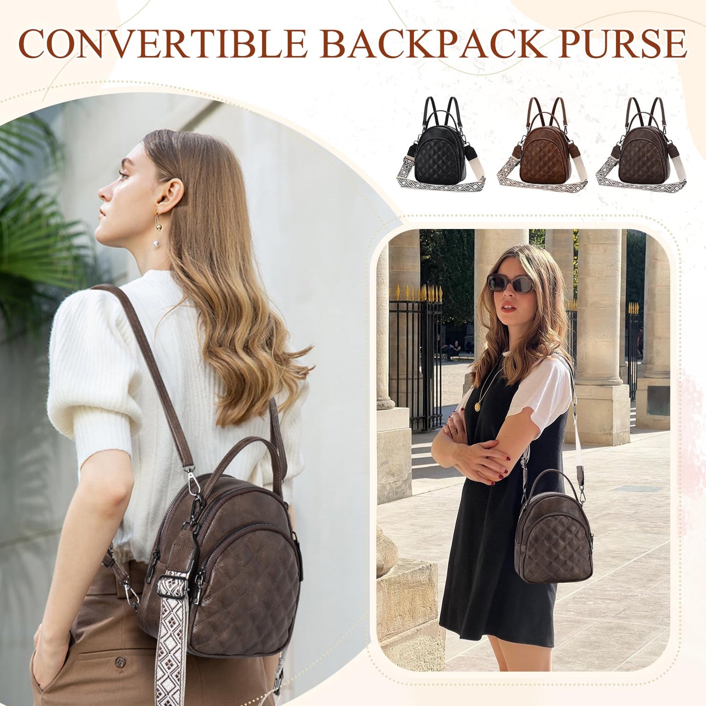 EBXN Mini Mochila de Cuero PU