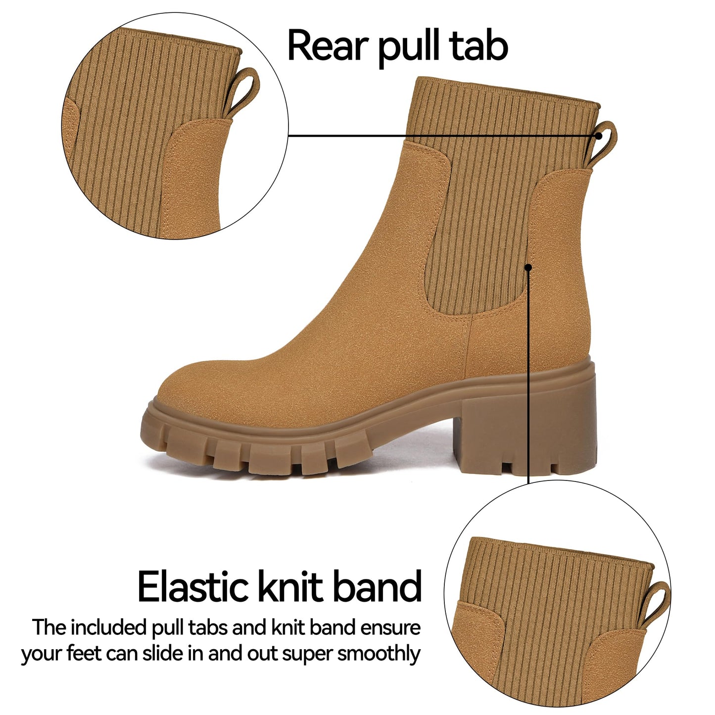 EBXN Women's Chelsea Boots Fashion Slip
