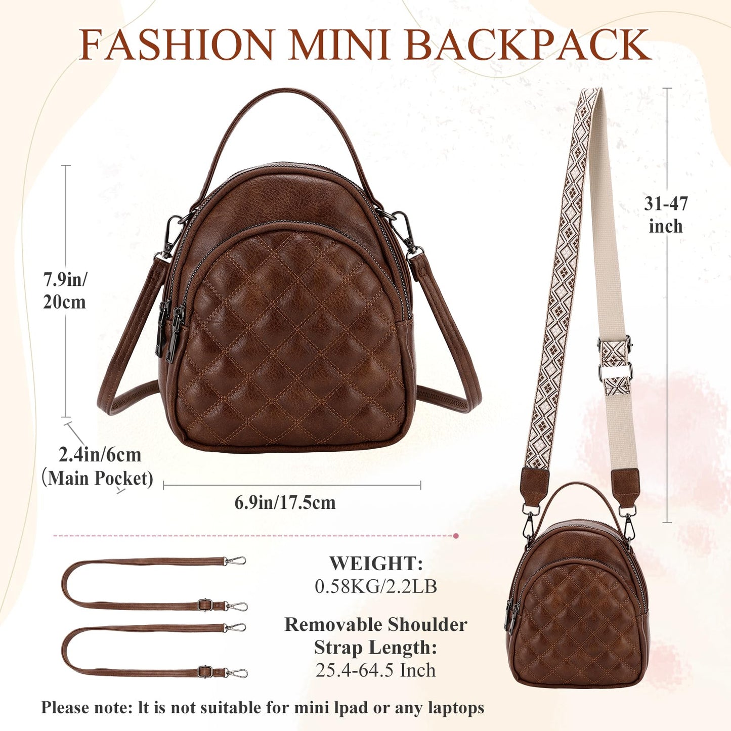 EBXN Mini Mochila de Cuero PU