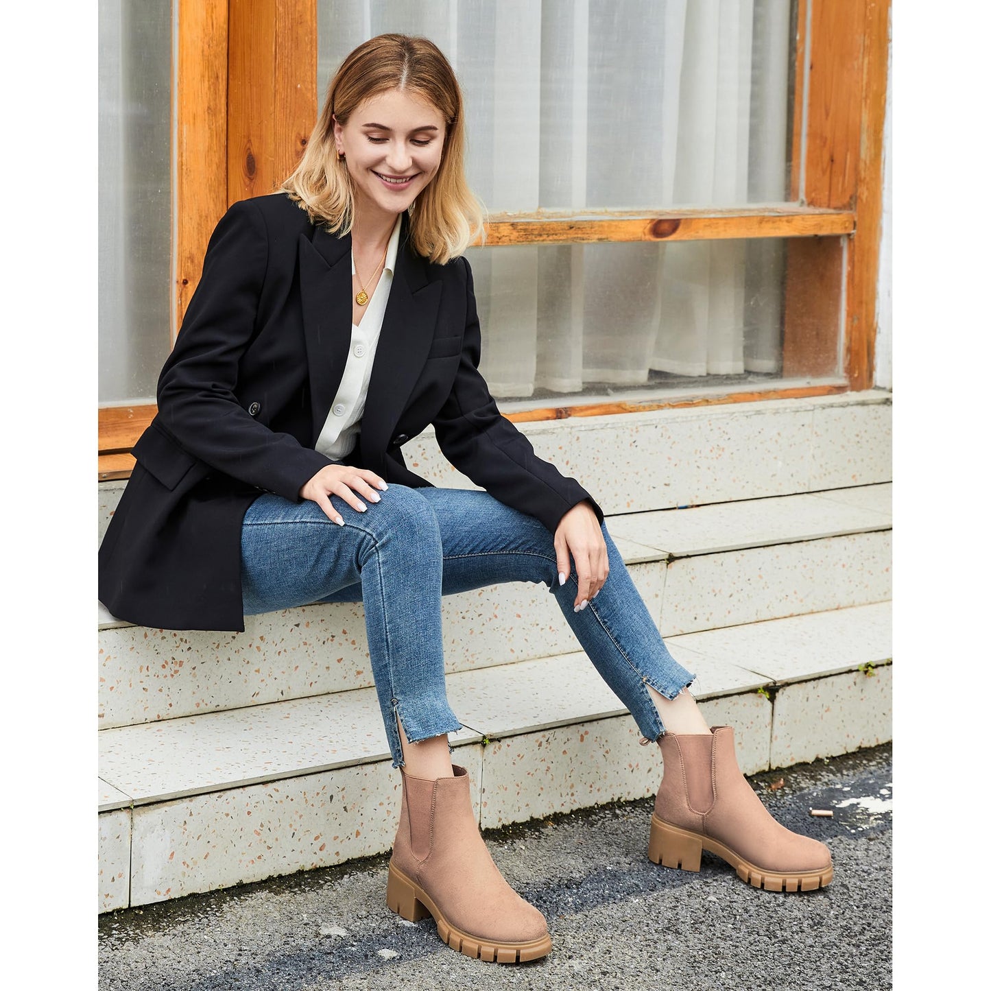 EBXN Women Platform Ankle Boots