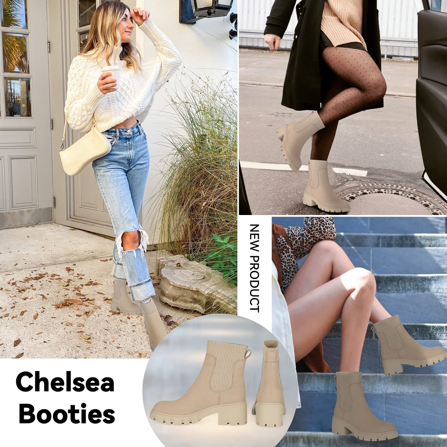 EBXN Women's Chelsea Boots Fashion Slip