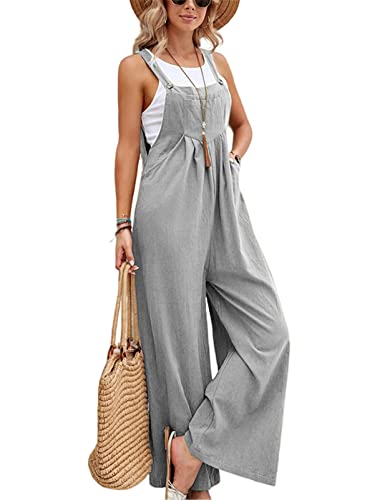 EBXN Mono de pierna ancha con bolsillo para mujer
