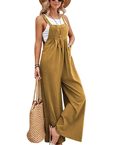 EBXN Mono de pierna ancha con bolsillo para mujer