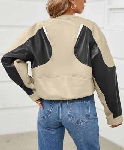 EBXN Womens Faux Leather Bomber Jackets