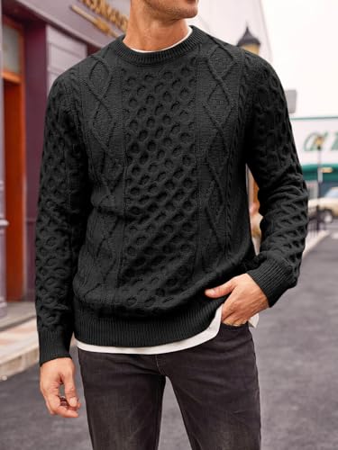 EBXN Mens Cable Knitted Pullover Sweater