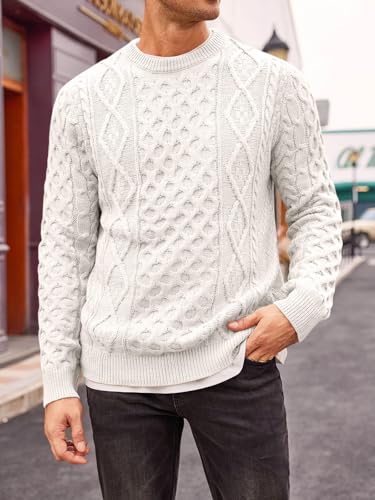 EBXN Mens Cable Knitted Pullover Sweater