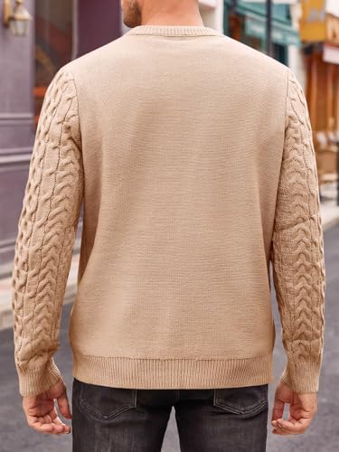 EBXN Mens Cable Knitted Pullover Sweater