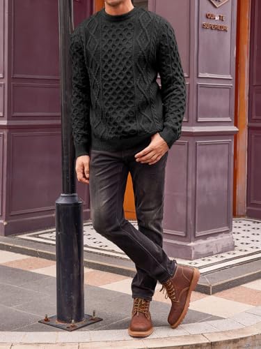 EBXN Mens Cable Knitted Pullover Sweater