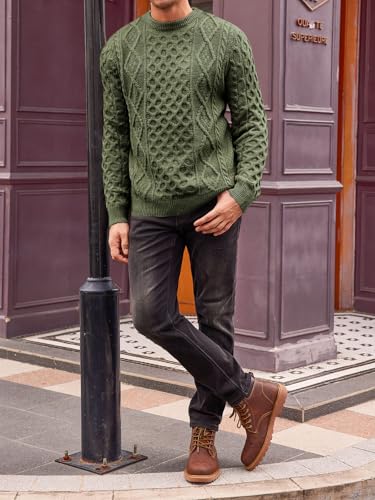 EBXN Mens Cable Knitted Pullover Sweater