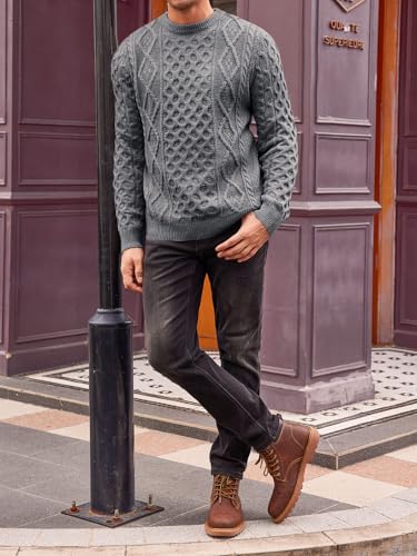 EBXN Mens Cable Knitted Pullover Sweater