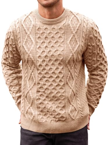 EBXN Mens Cable Knitted Pullover Sweater