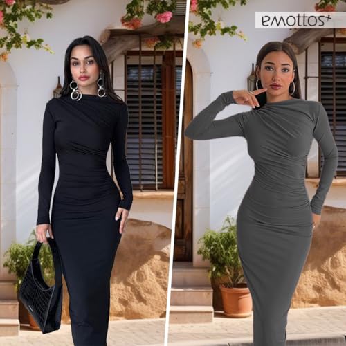 EBXN EMOTTOS Sexy Ruched Dress