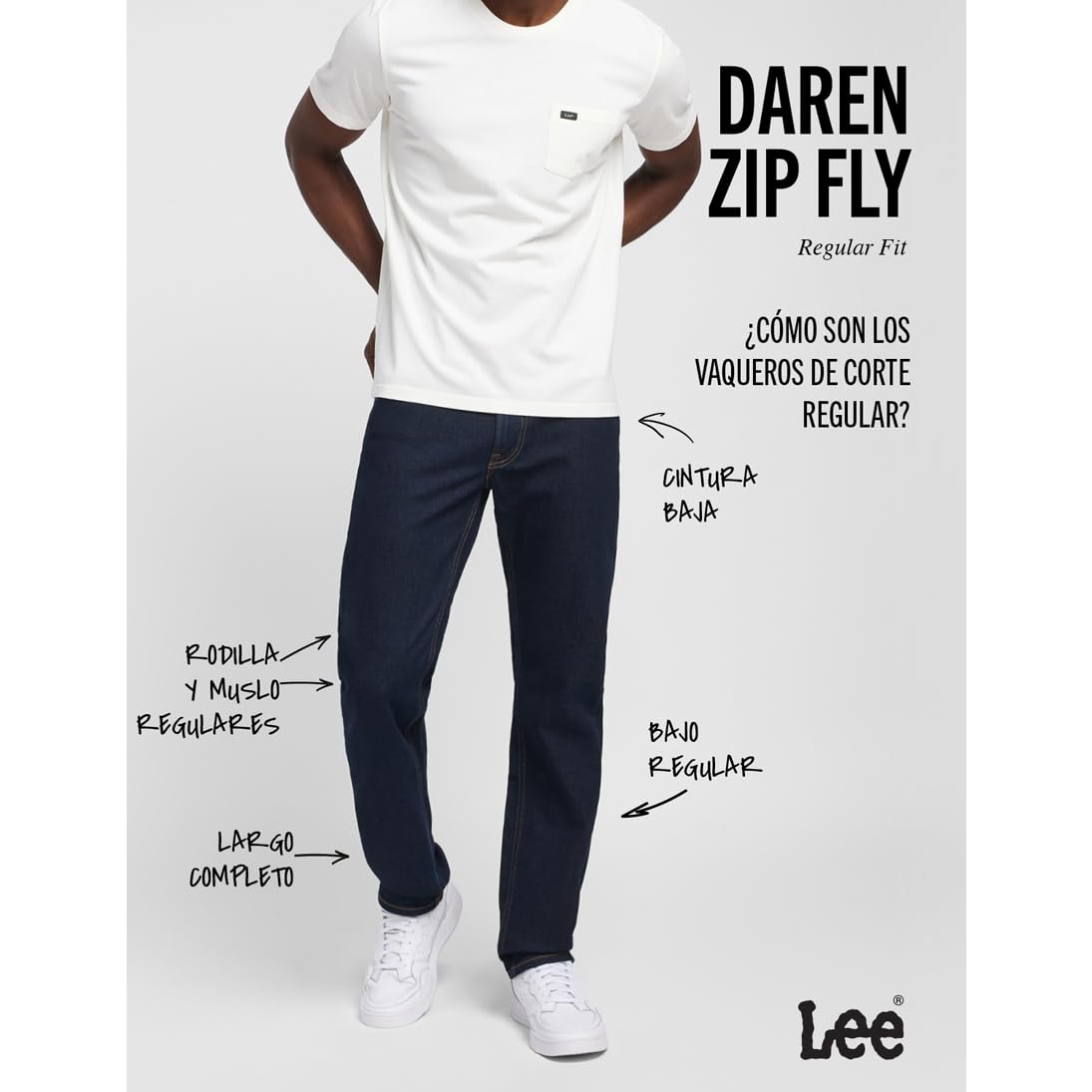 EBXN Zip Fly Rinse Jeans para Hombre