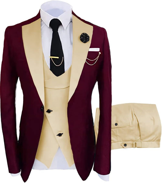 eBexxin -  Mens Suit 3 Piece Slim Fit