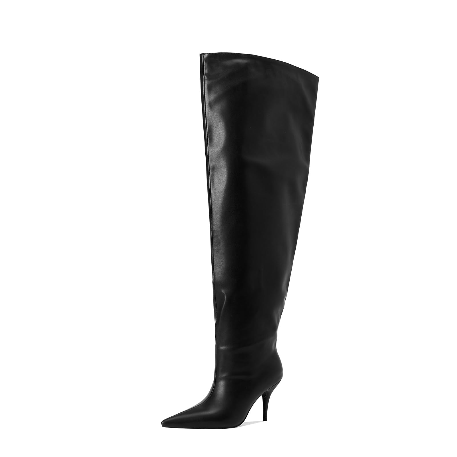 EBXN Women's Wide Calf Thigh Knee High Heel Boots