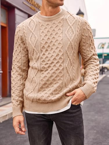 EBXN Mens Cable Knitted Pullover Sweater
