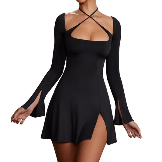 Vestido Mujer Elegante Manga Larga