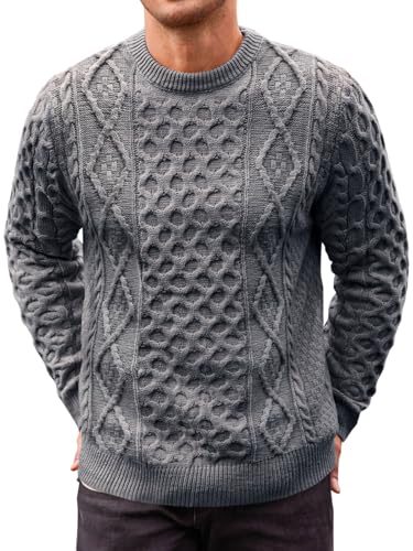 EBXN Mens Cable Knitted Pullover Sweater