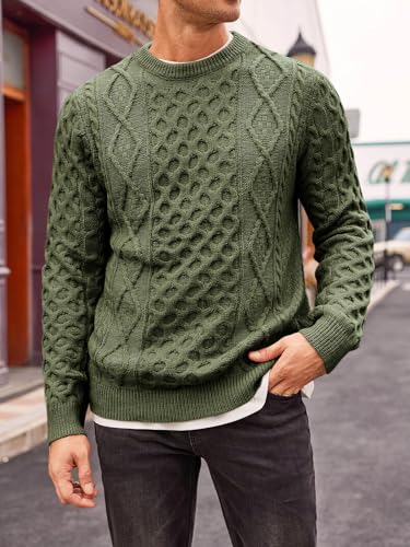EBXN Mens Cable Knitted Pullover Sweater
