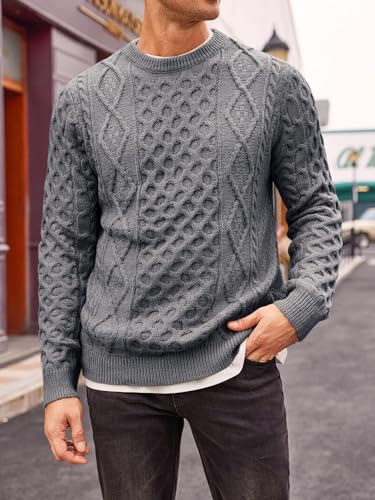 EBXN Mens Cable Knitted Pullover Sweater