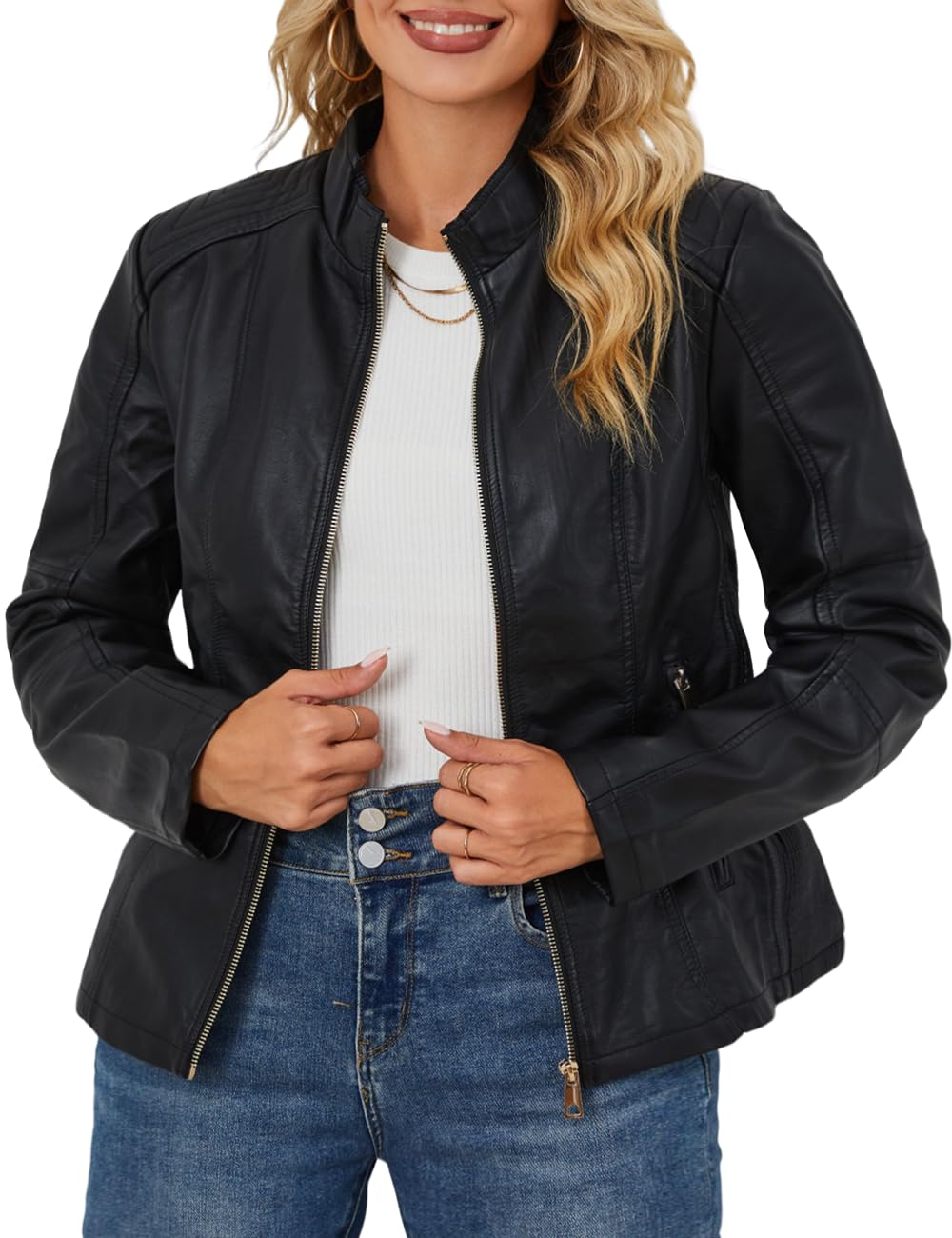 EBXN  Chaqueta Para Mujer Cuero