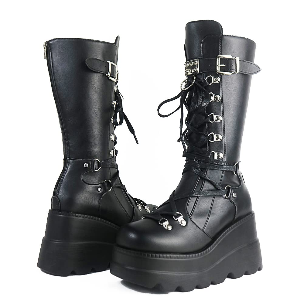 EBXN Womens High Platform Mid Calf