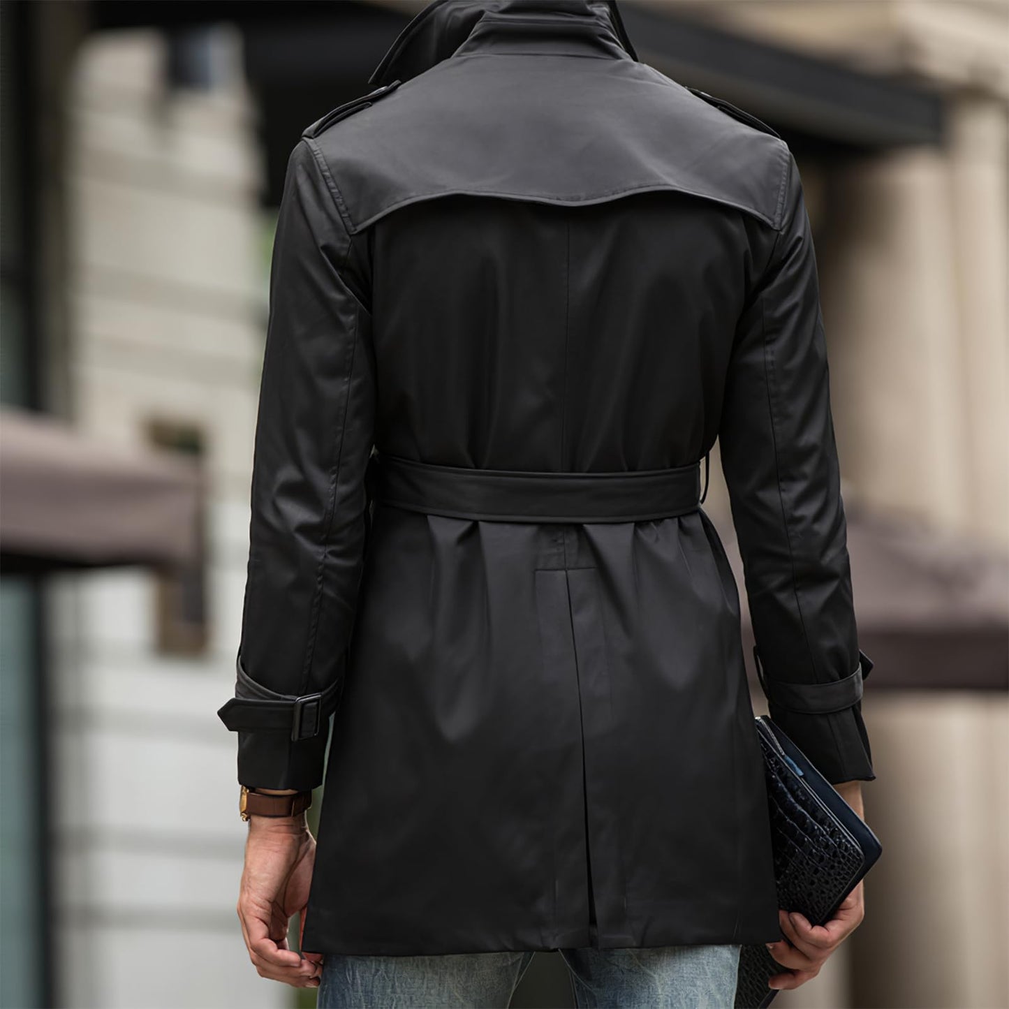 eBexxin - Men's Double Breasted Windbreaker Coat