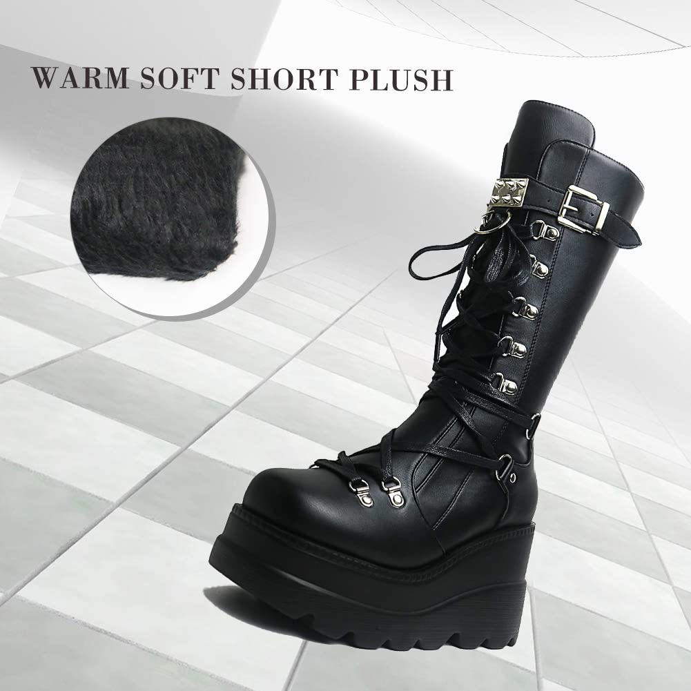 EBXN Womens High Platform Mid Calf