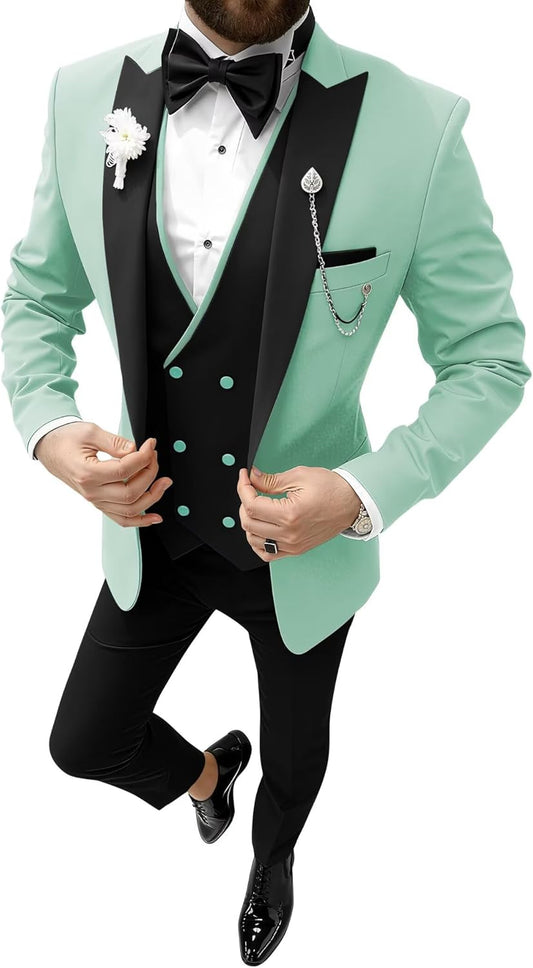 eBexxin - Mens Slim Fit Suits 3 Piece