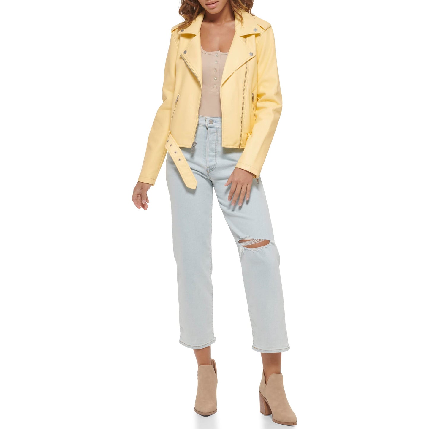 EBXN Women's Belted Faux Leather