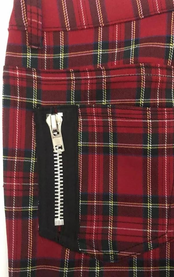 EBXN Banned Pantalones Pitillo de tartán Rojo