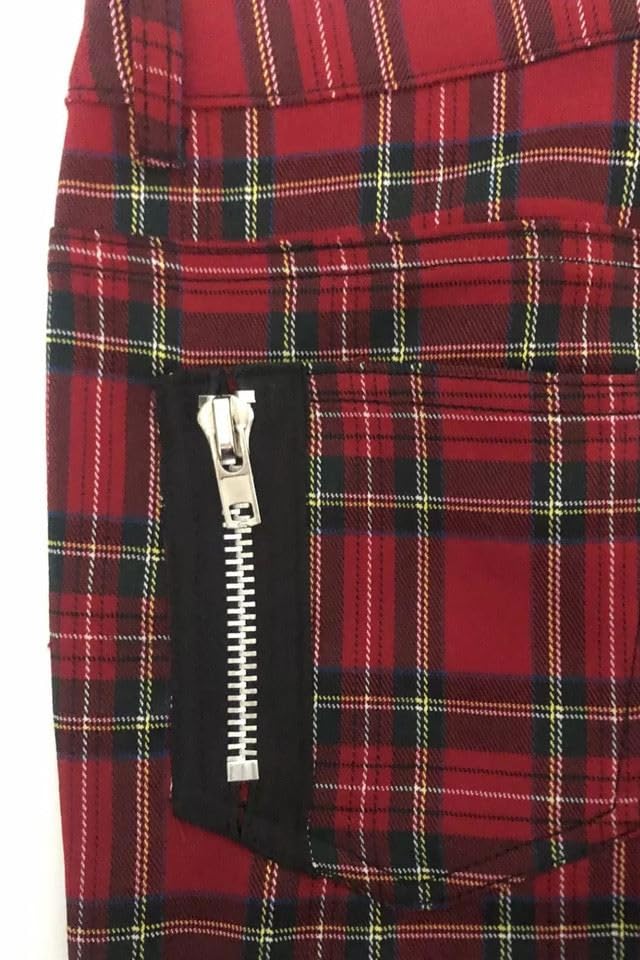 EBXN Banned Pantalones Pitillo de tartán Rojo