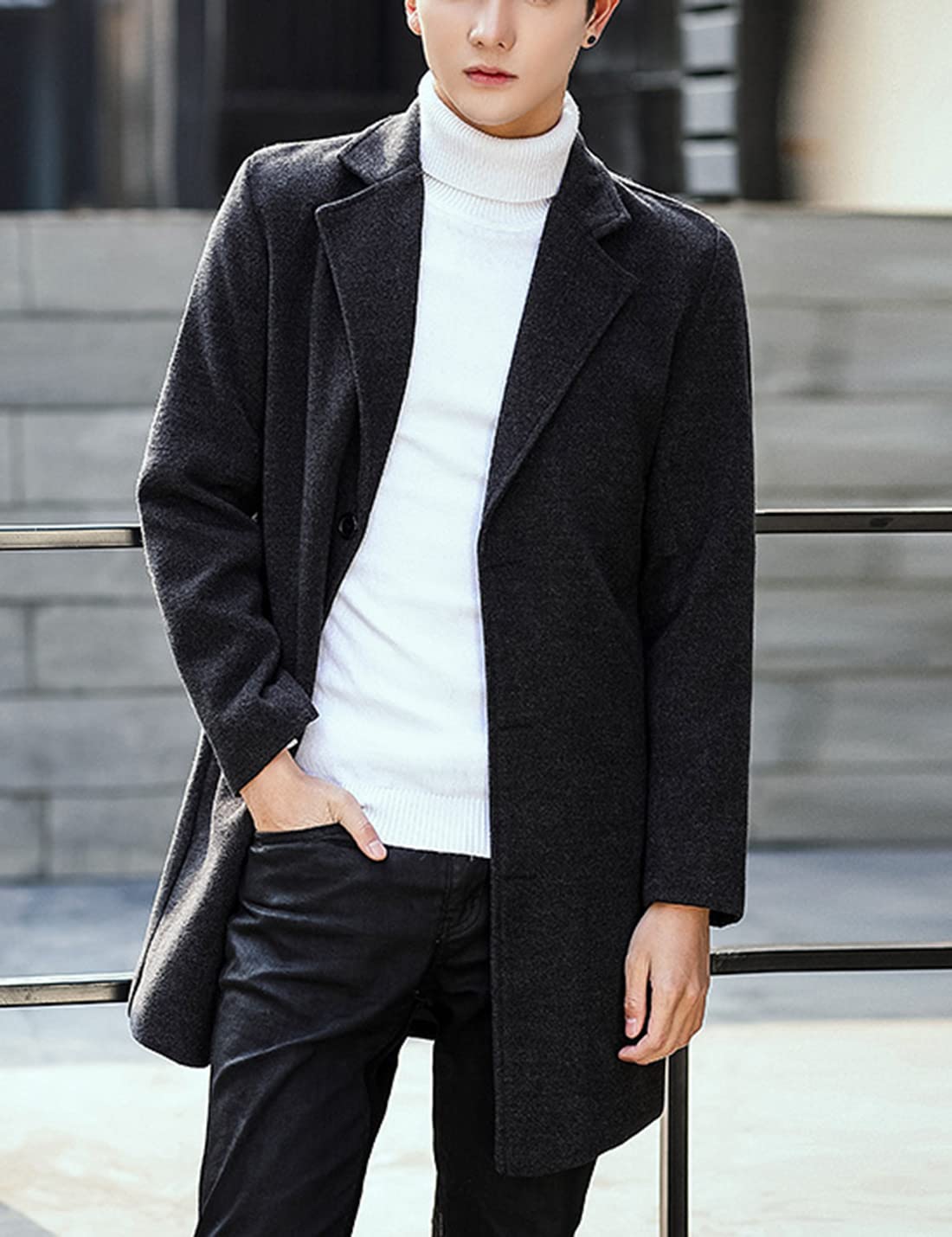 eBexxin - Men's Wool Blend Pea Coat