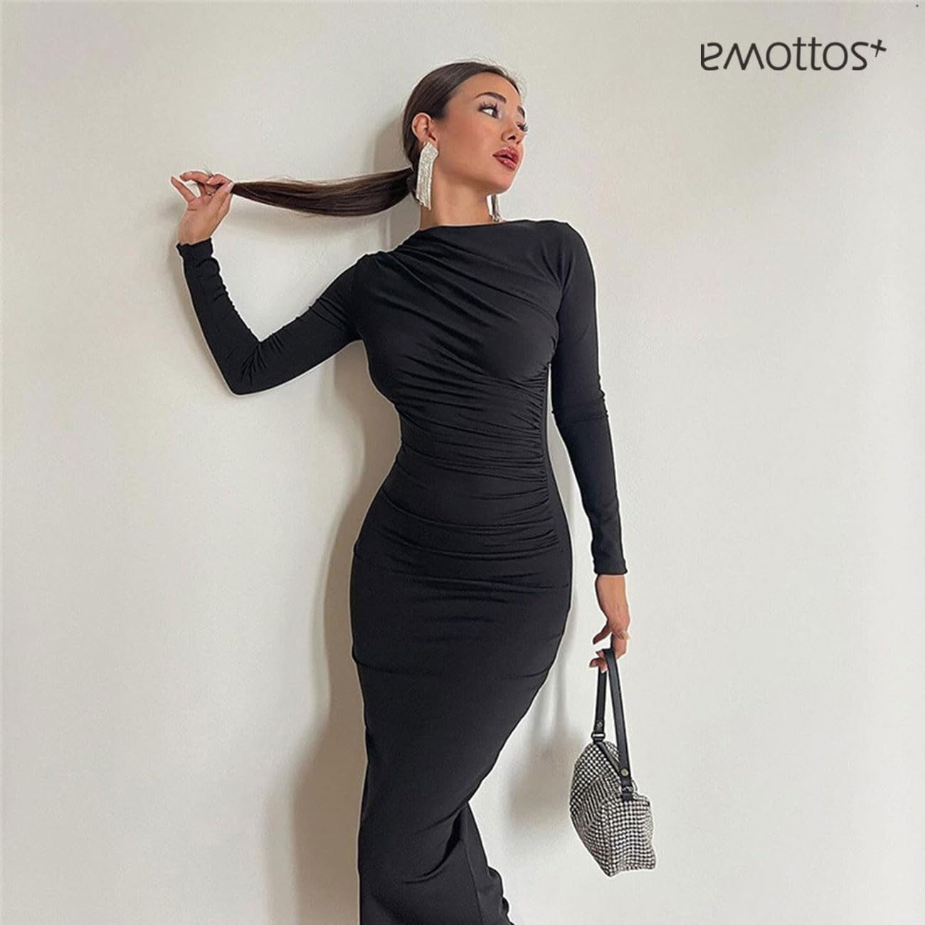 EBXN EMOTTOS Sexy Ruched Dress