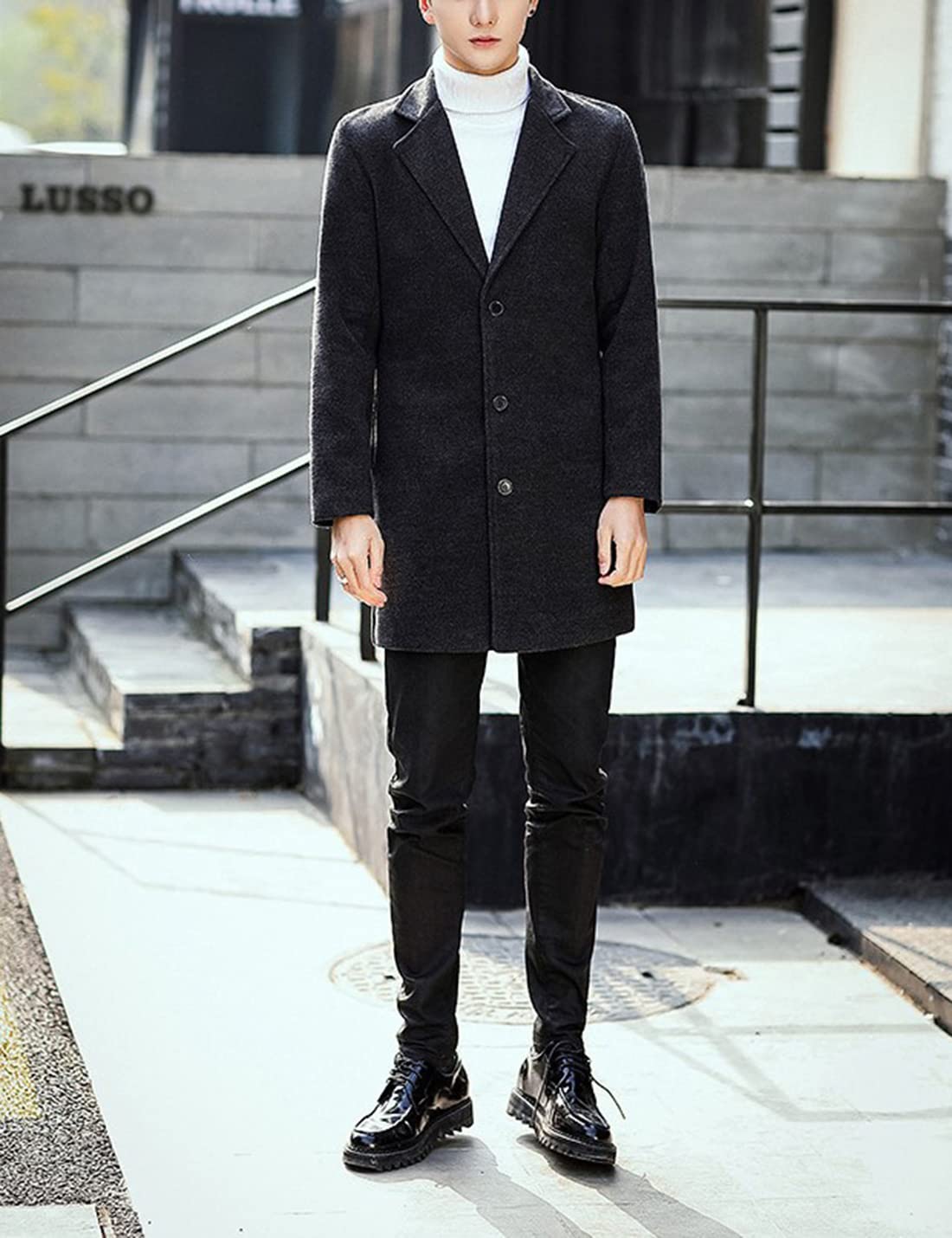 eBexxin - Men's Wool Blend Pea Coat