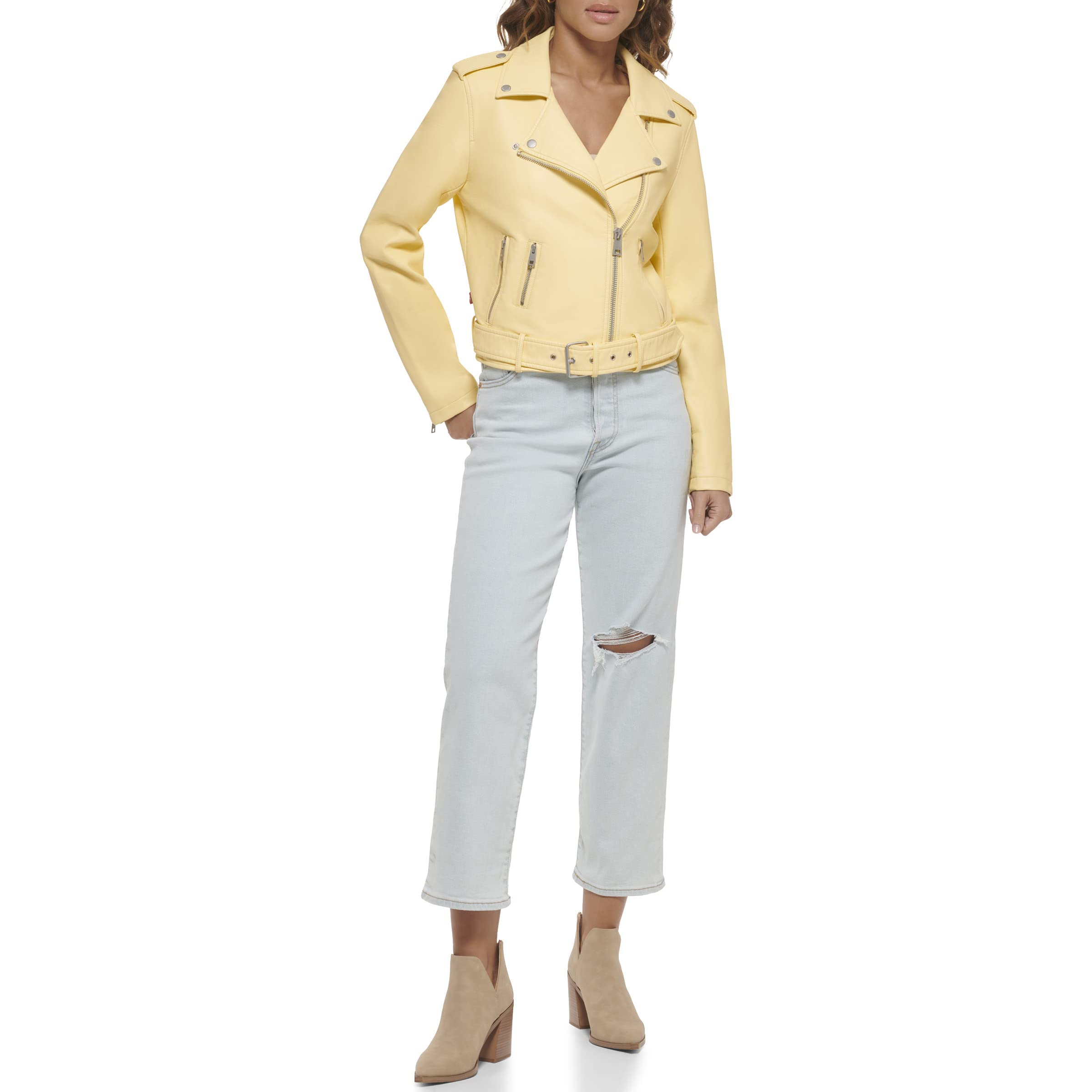 EBXN Women's Belted Faux Leather