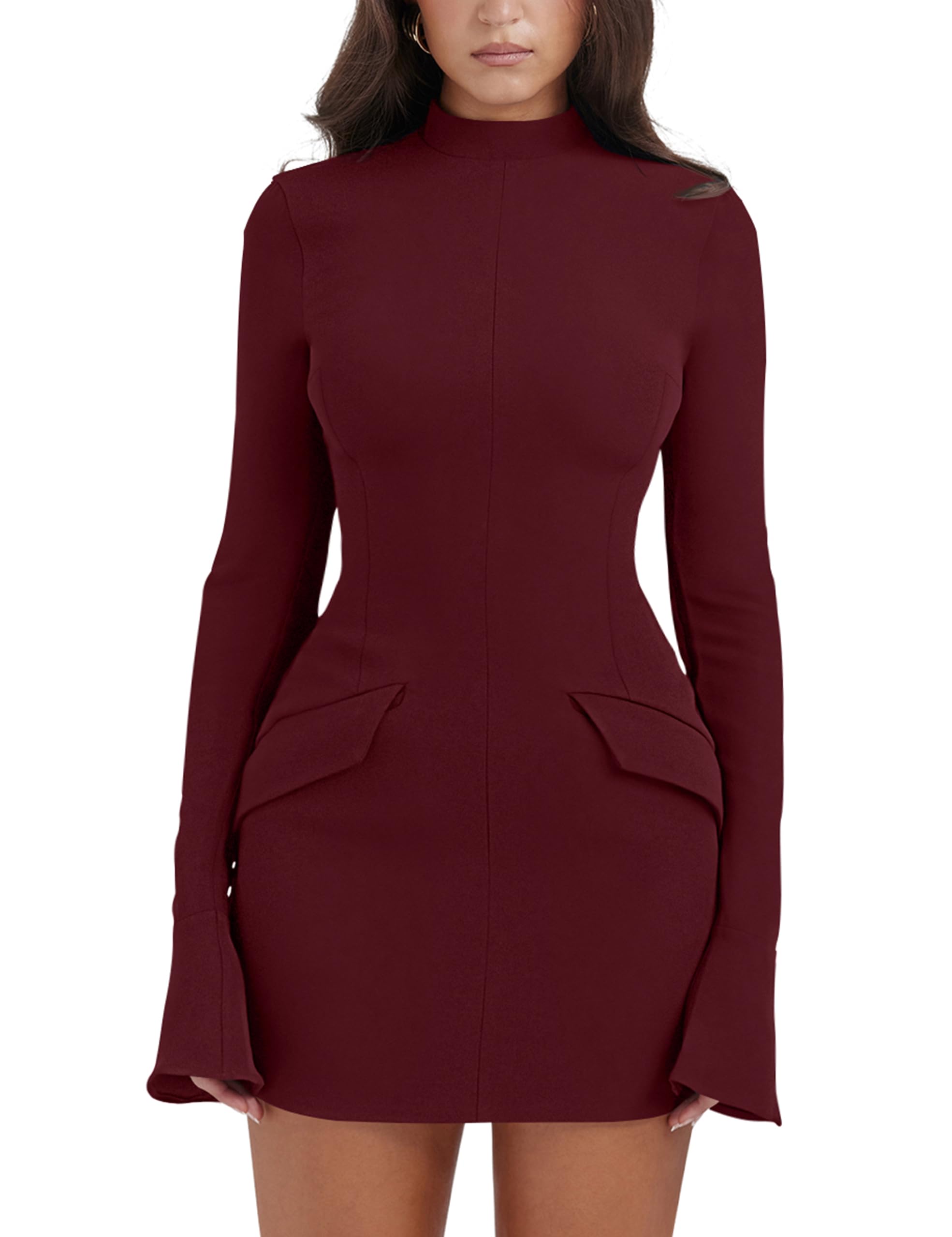 EBXN Women's Long Sleeve Mock Turtle Neck