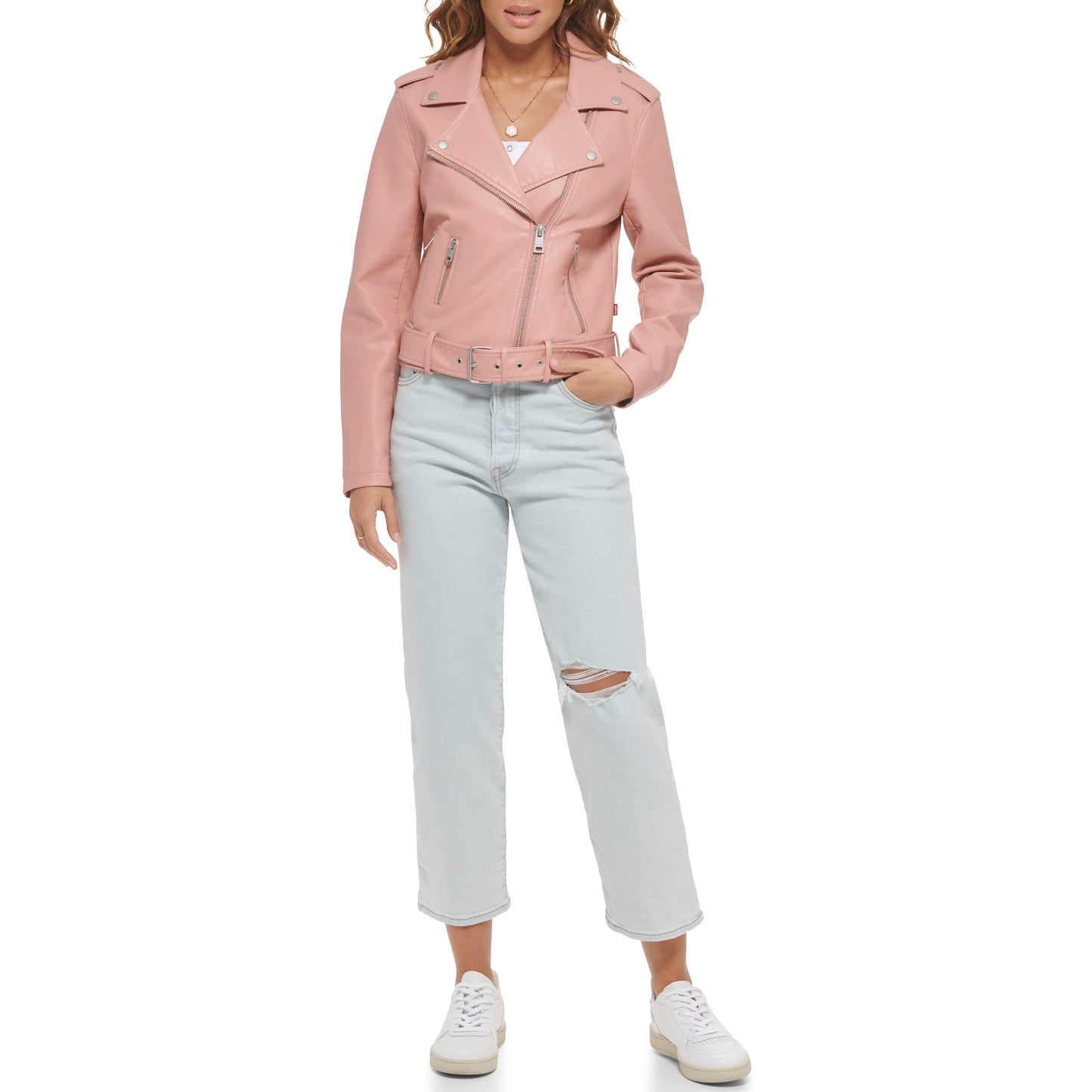 EBXN Women's Belted Faux Leather