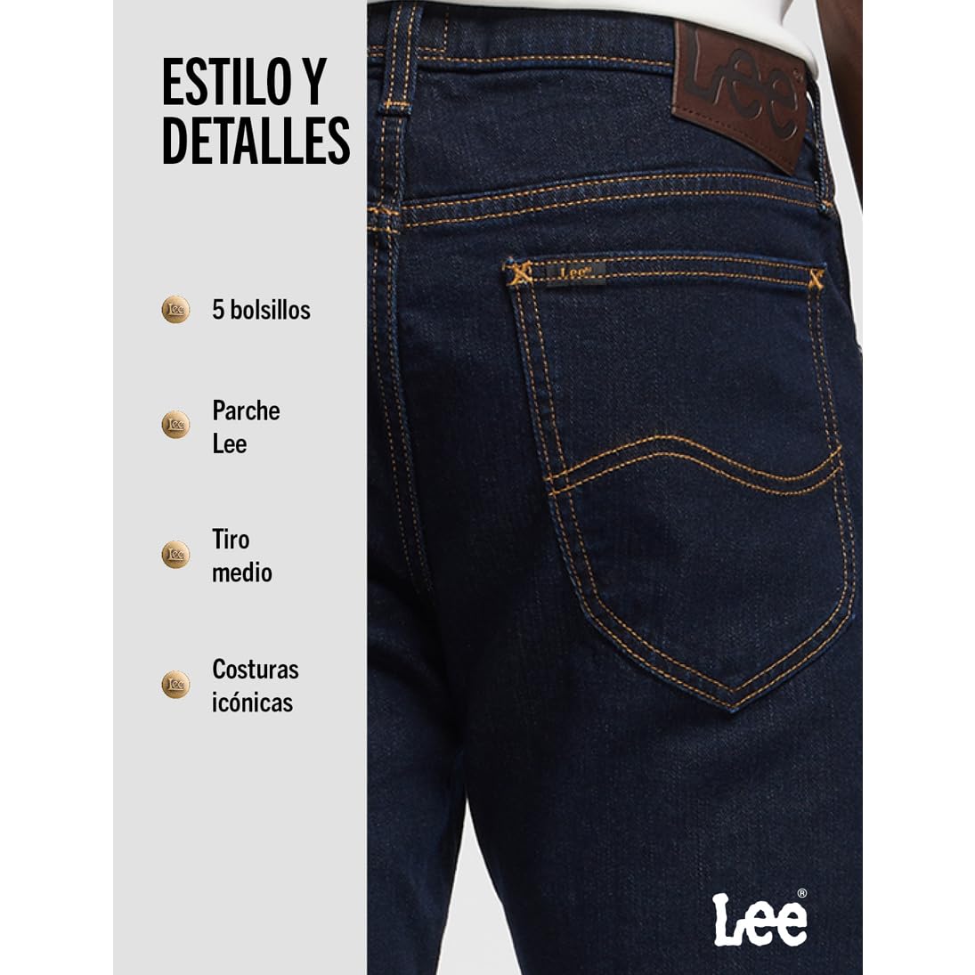 EBXN Zip Fly Rinse Jeans para Hombre