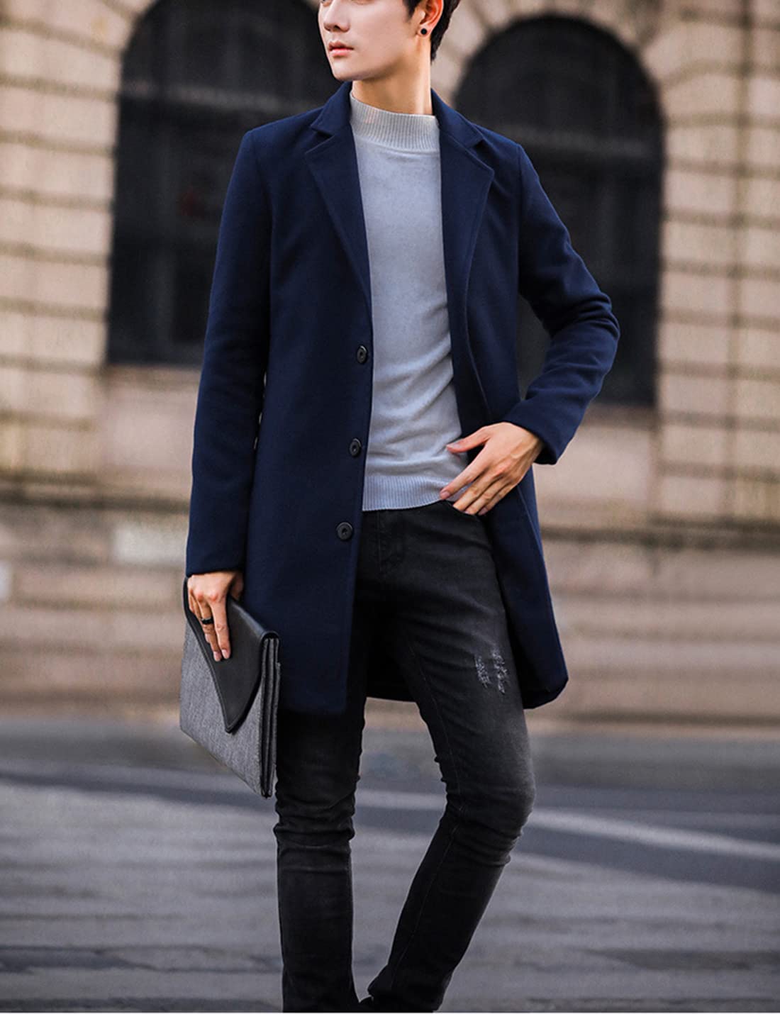 eBexxin - Men's Wool Blend Pea Coat