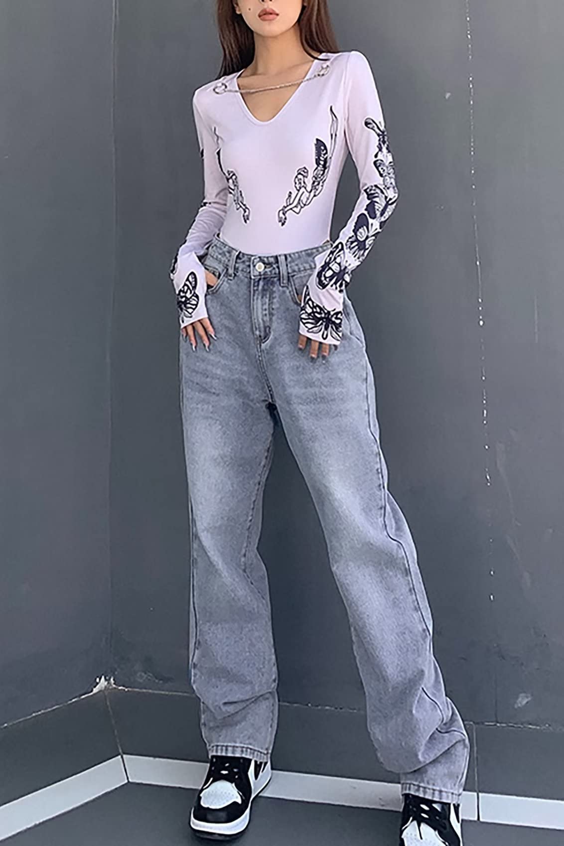 EBXN Tiro Alto Wide Rectos Jeans