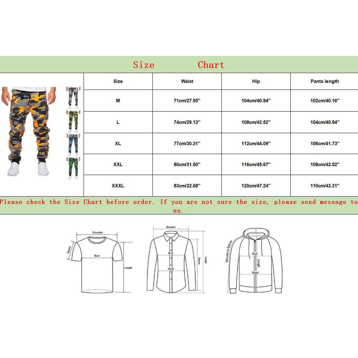 EBXN Pantalones cargo de cintura elástica