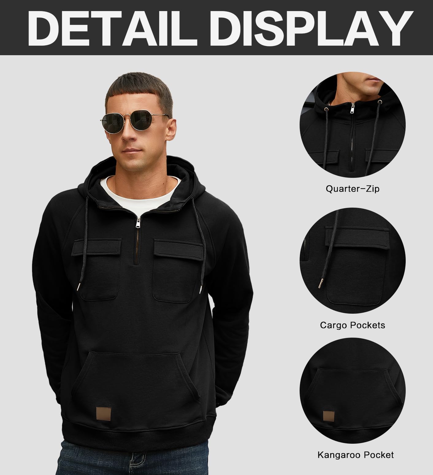 EBXN Men's Cargo Hoodies