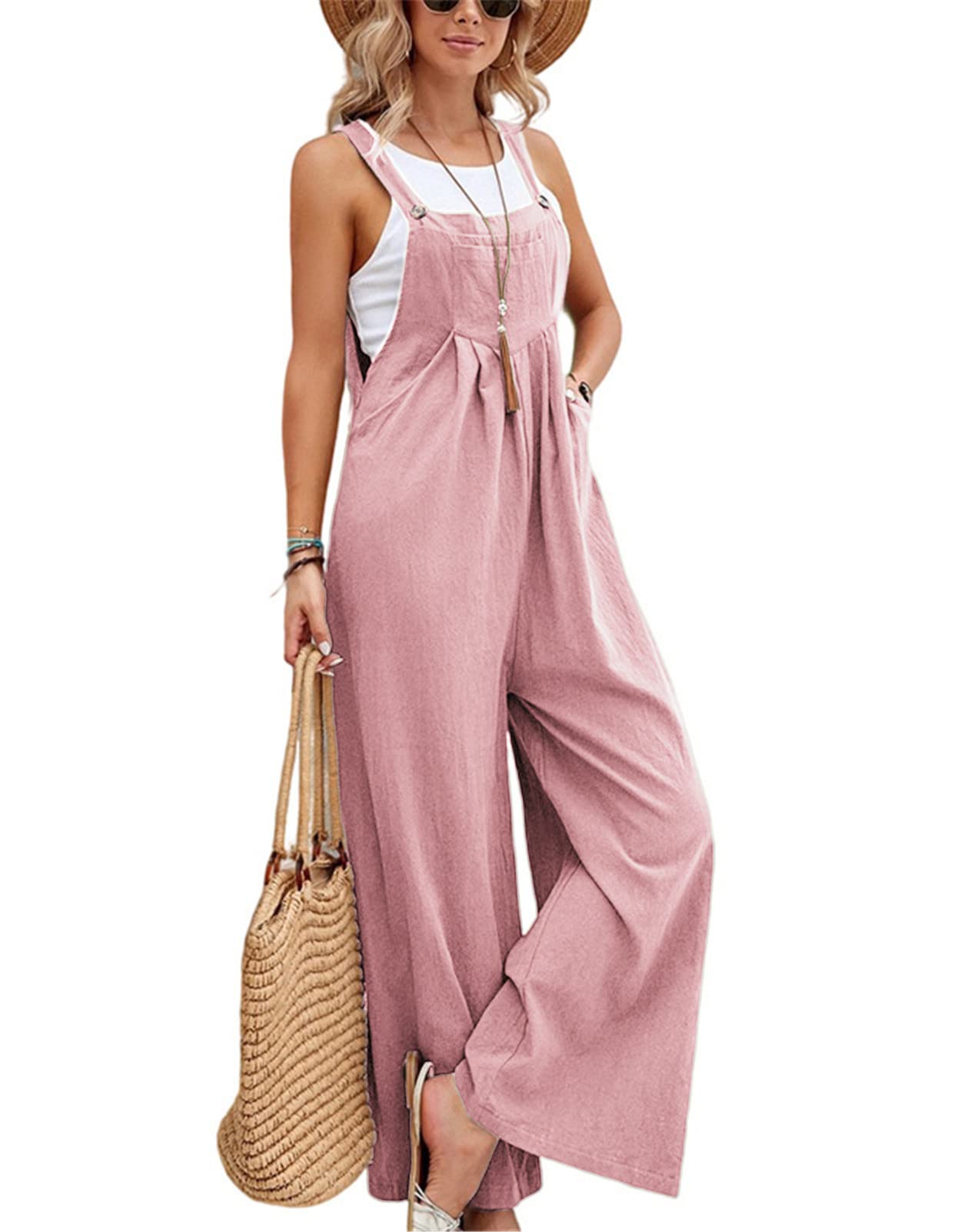 EBXN Mono de pierna ancha con bolsillo para mujer