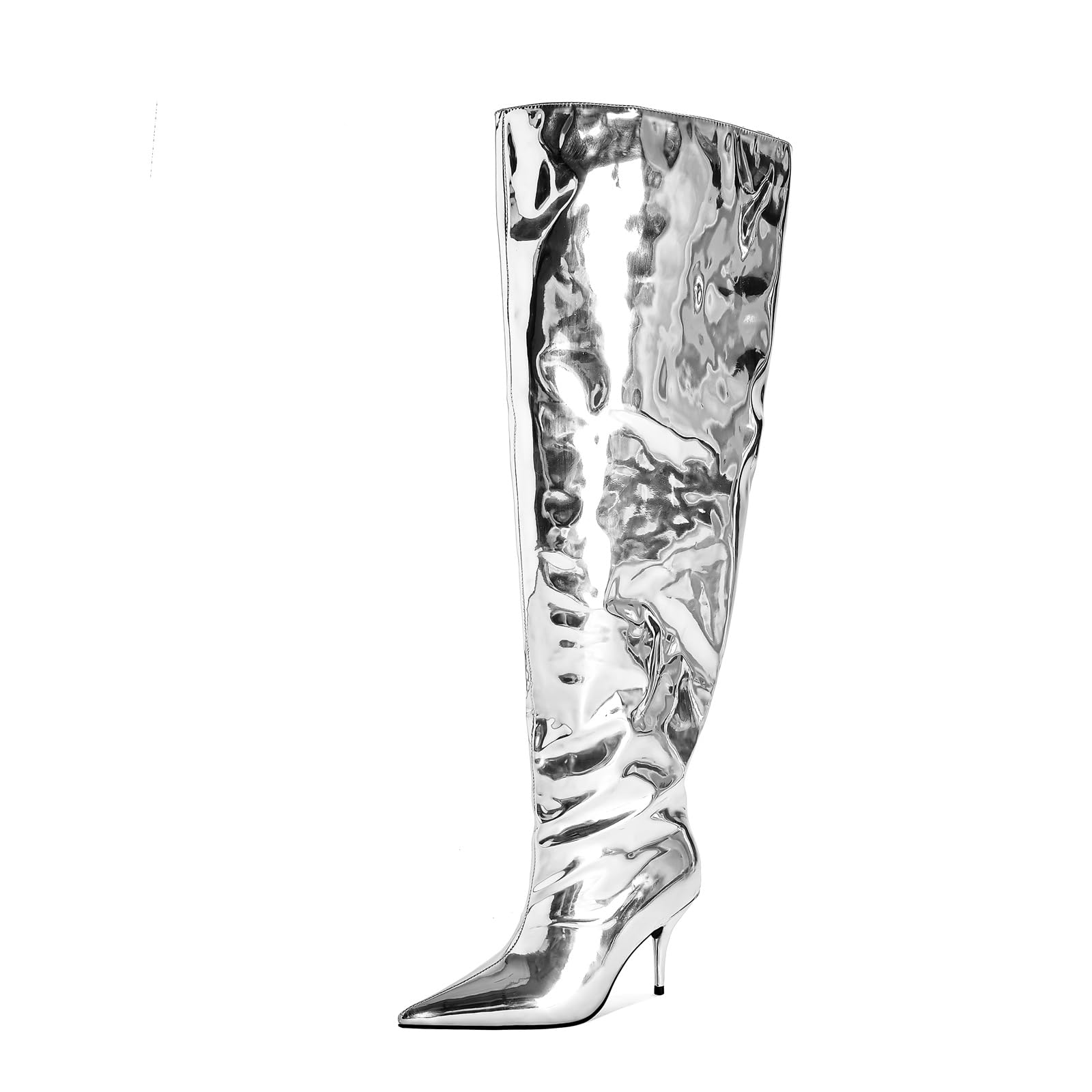 EBXN Women's Wide Calf Thigh Knee High Heel Boots