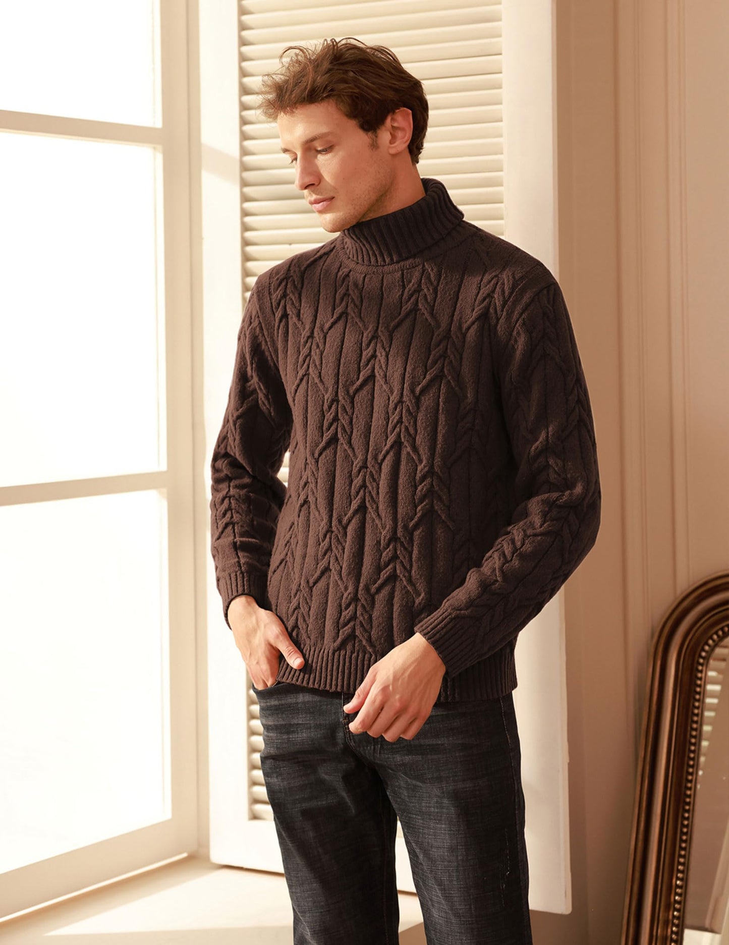 EBXN Men's Turtneck Pullover Sweaters