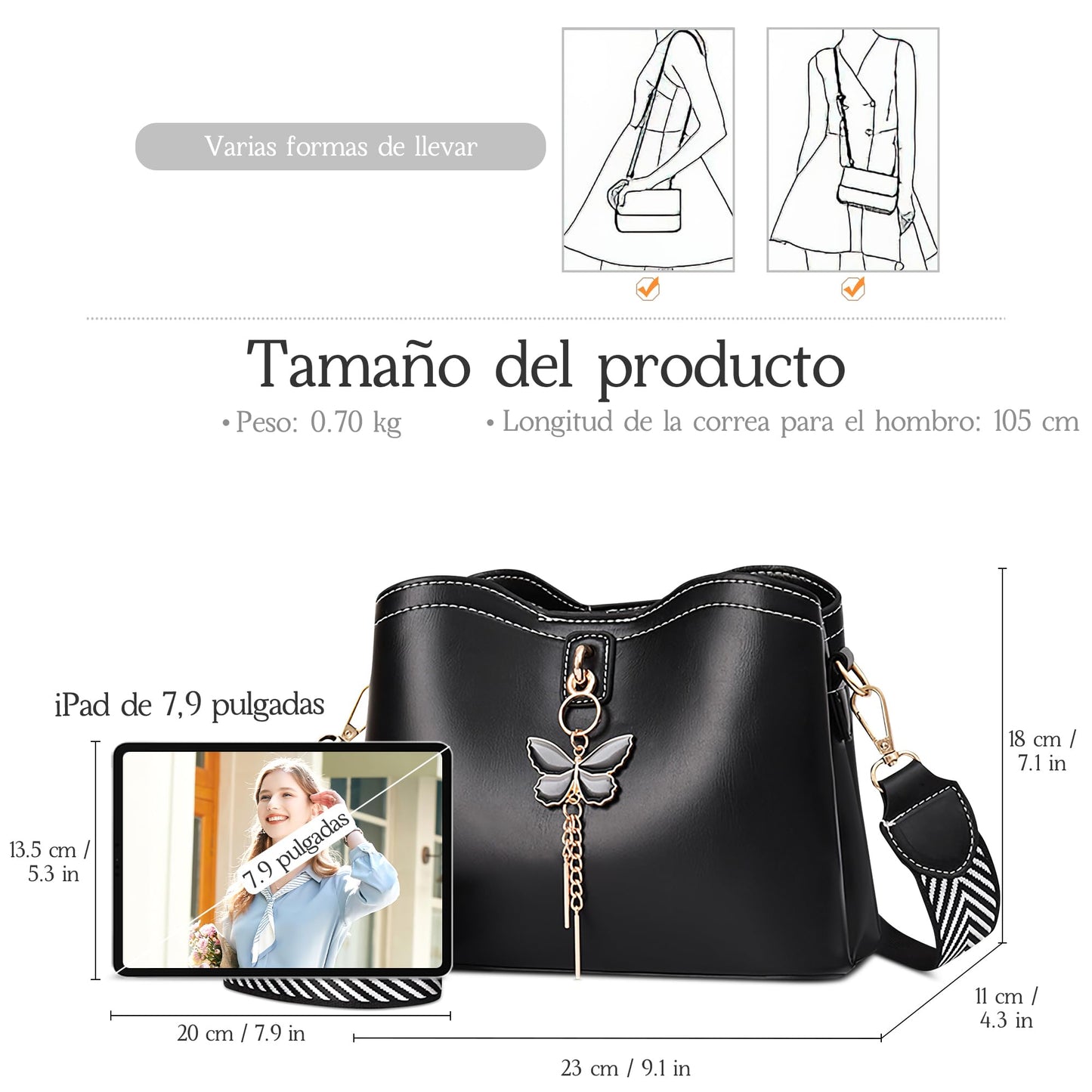EBXN Bolso de Hombro de Moda para Mujer