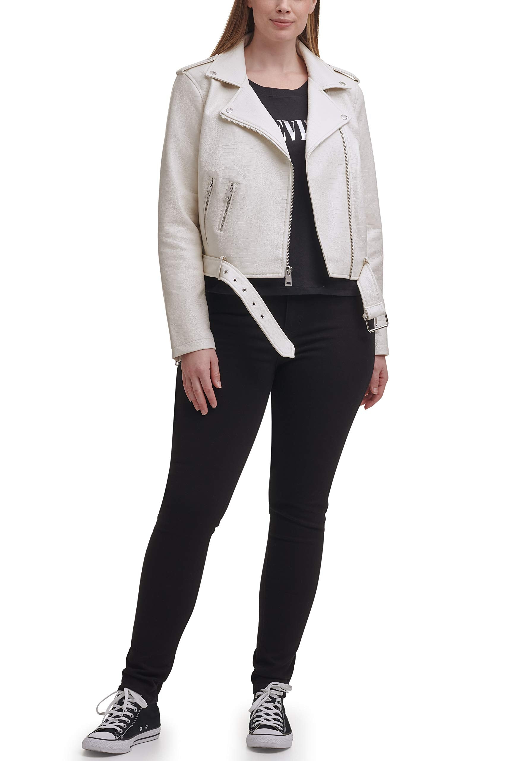 EBXN Women's Belted Faux Leather