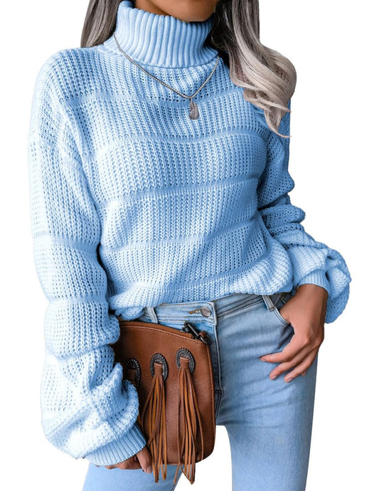 EBXN Jersey Mujer Invierno Cuello Alto Manga Larga