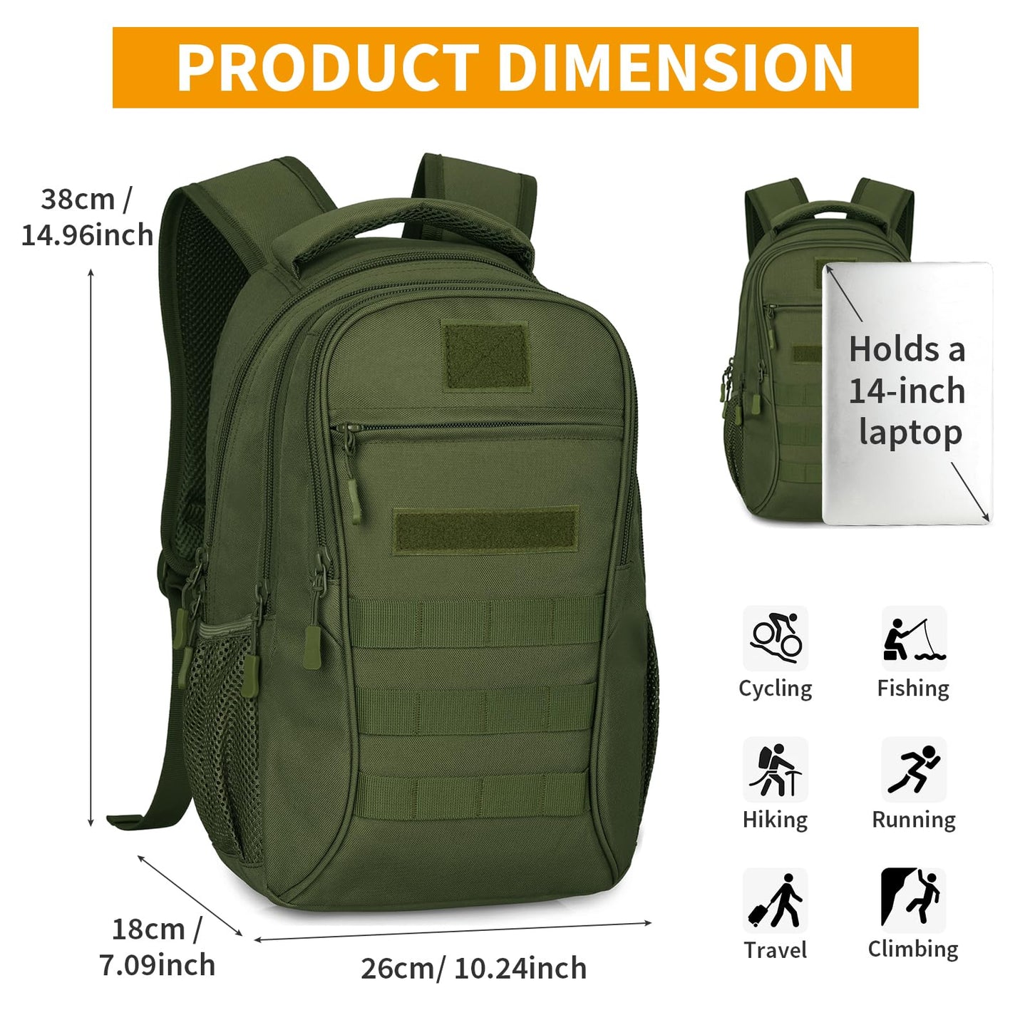 EBXN Mochila Militar Pequeña 15L
